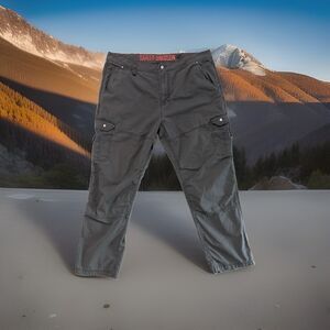Harley Davidson Mens Gray Pants Ripstop Cargo Tactical 40x30 Biker Logo Patch